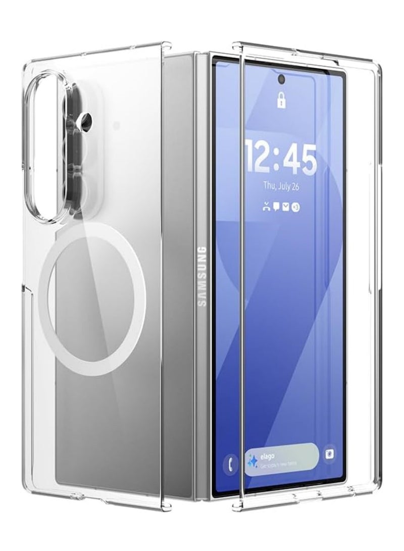 Aookay for Samsung Galaxy Z Fold 7 Magnetic Case, [Compatible with MagSafe] [Mil-Grade Protection] [Anti-Yellowing] Magnetic Slim Clear Shockproof Anti-Yellowing for Z Fold 7 (Clear) - Image 1
