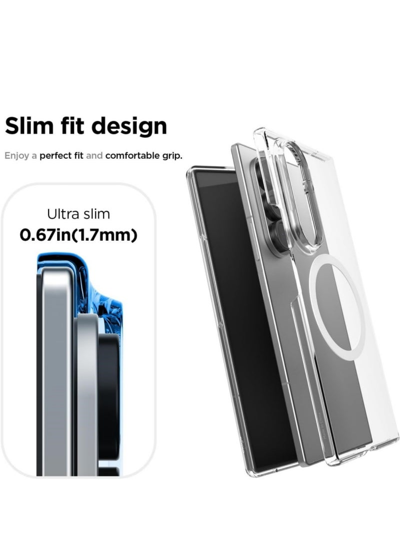 Aookay for Samsung Galaxy Z Fold 7 Magnetic Case, [Compatible with MagSafe] [Mil-Grade Protection] [Anti-Yellowing] Magnetic Slim Clear Shockproof Anti-Yellowing for Z Fold 7 (Clear) - Image 4