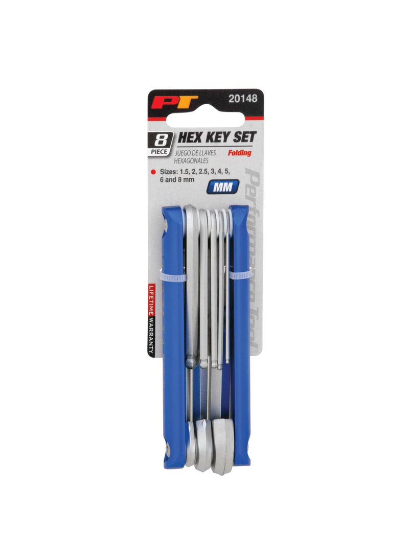 Performance Tool Performance Tool 20148 Metric Long Arm Hex Key Set - Chrome Vanadium Steel for Strength and Durability with Ball Ends and Anodized Aluminum Handles  - Image 2