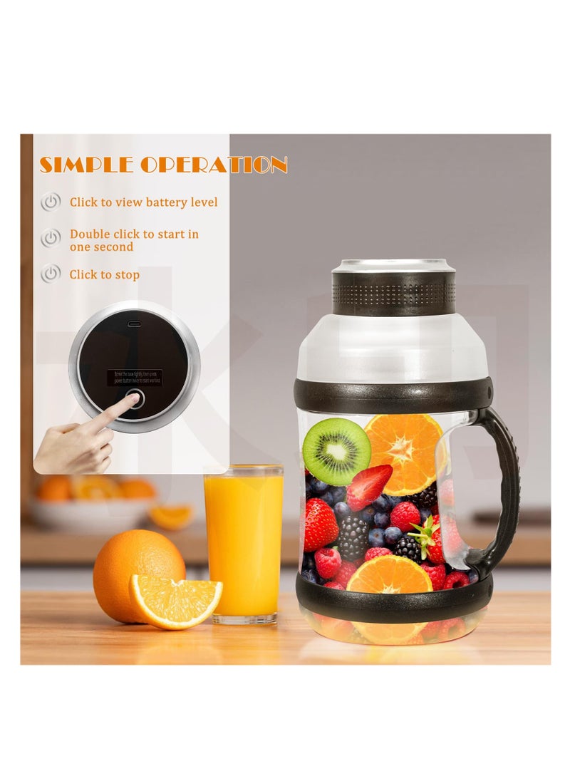 Excefore Portable Blender, 60oz Personal Blender for Shakes and Smoothies with 6pcs 3D Blades, Strong Blending Power, USB Rechargeable BPA Free Smoothie Blender with Lid for Sports, Travel, Gym, Black  - Image 4