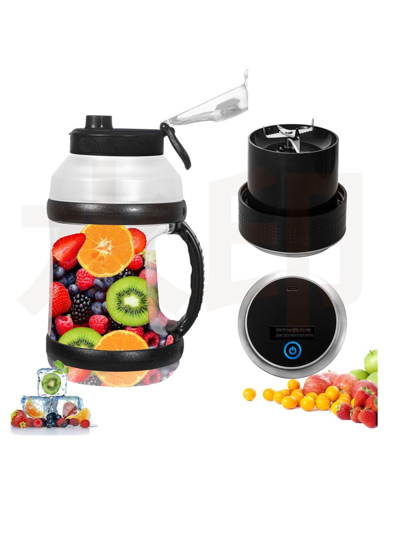 Excefore Portable Blender, 60oz Personal Blender for Shakes and Smoothies with 6pcs 3D Blades, Strong Blending Power, USB Rechargeable BPA Free Smoothie Blender with Lid for Sports, Travel, Gym, Black  - Image 1