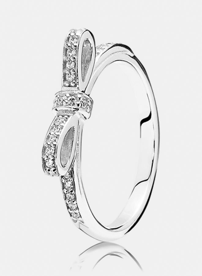 PANDORA Bow Silver Ring with Cubic Zirconia