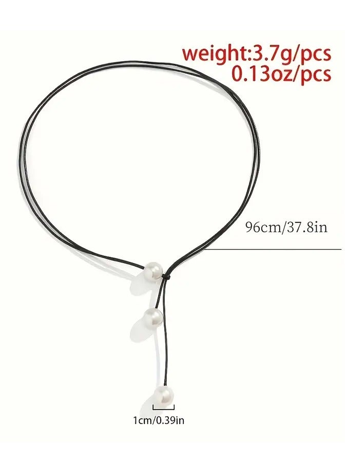 جلوسكي أنيقة بوهو أنيقة الحبل الأسود اللؤلؤ قلادة للنساء-نمط خمر/بوهيميا، ألياف البوليستر، مثالية للمهرجانات والارتداء اليومي، قلادة أنيقة - Image 3