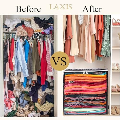 LAXIS HOMFIL Brand - Laxis Non-Woven Jumbo Saree Bags, Black Color Transparent Saree Covers With Zip, Saree Covers For Storage With Moisture & Dust Proof (Pack of 4) - Image 5