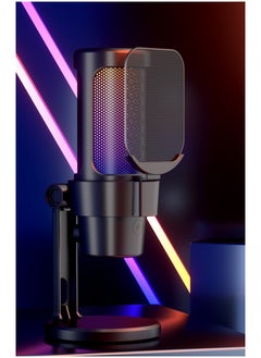 MMG Gaming Microphone, USB PC Mic for Streaming, Podcasts, Recording, Condenser Computer Desktop Mic on Mac/PS4/PS5, with RGB Control, Mute Touch, Headphone Jack, Pop Filter, Stand-AmpliGame A8  - Image 3