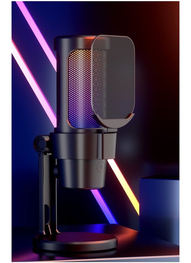 MMG Gaming Microphone, USB PC Mic for Streaming, Podcasts, Recording, Condenser Computer Desktop Mic on Mac/PS4/PS5, with RGB Control, Mute Touch, Headphone Jack, Pop Filter, Stand-AmpliGame A8  - Image 3