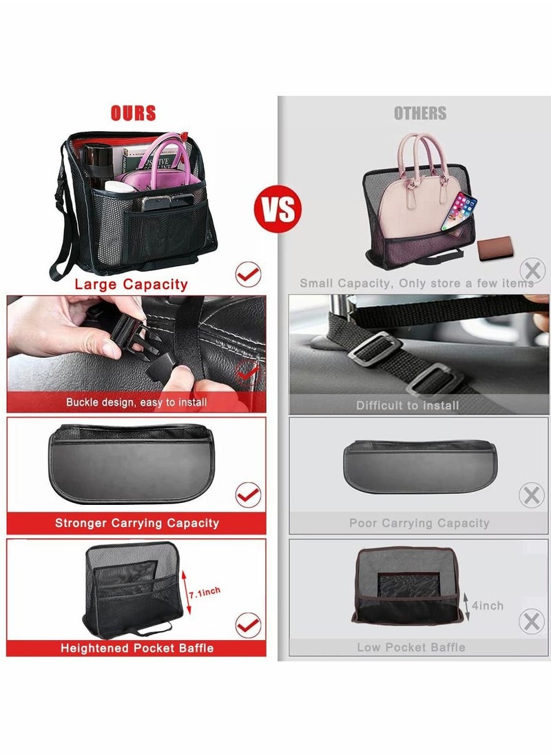 Y&D - Car Net Pocket, Large Capacity Storage Bag Hanging Between Seats, Front Seat Handbag Holder, Suitable for Storing Wallets Mobile Phones Document Bags Tissues Handbags (Black) - Image 1