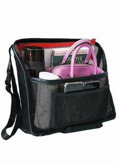 Car Net Pocket, Large Capacity Storage Bag Hanging Between Seats, Front Seat Handbag Holder, Suitable for Storing Wallets Mobile Phones Document Bags Tissues Handbags (Black)