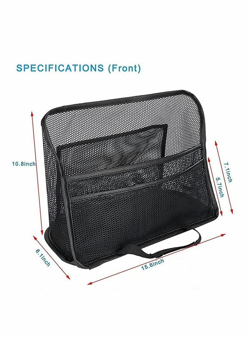 Y&D - Car Net Pocket, Large Capacity Storage Bag Hanging Between Seats, Front Seat Handbag Holder, Suitable for Storing Wallets Mobile Phones Document Bags Tissues Handbags (Black) - Image 1