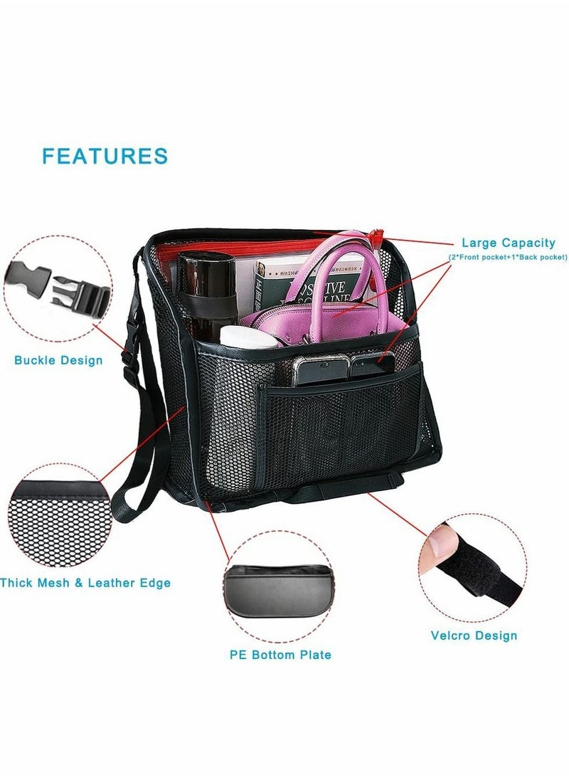 Y&D - Car Net Pocket, Large Capacity Storage Bag Hanging Between Seats, Front Seat Handbag Holder, Suitable for Storing Wallets Mobile Phones Document Bags Tissues Handbags (Black) - Image 1
