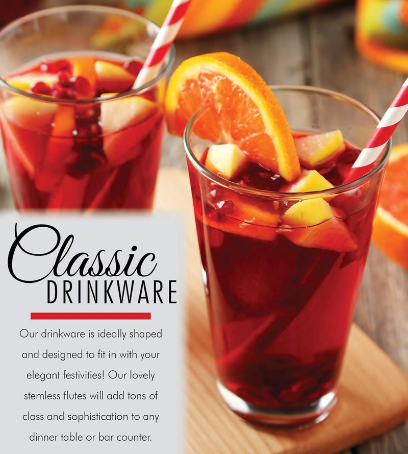 Kitchen Lux أكواب بيرة سعة 16 أونصة مجموعة من 4 أكواب زجاجية طويلة شفافة وأكواب متعددة الاستخدامات قاعدة ثقيلة زجاج كوكتيل ماء عصير تصميم على طراز الحانة للمنازل والمطاعم والحفلات - Image 2