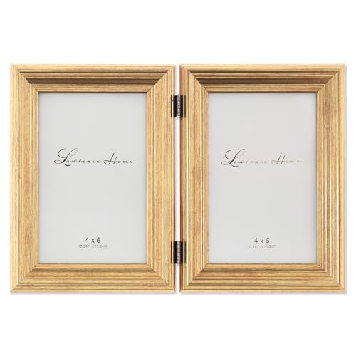 Lawrence Frames 4x6 Hinged Double Sutter Burnished Gold Picture Frame - Image 5