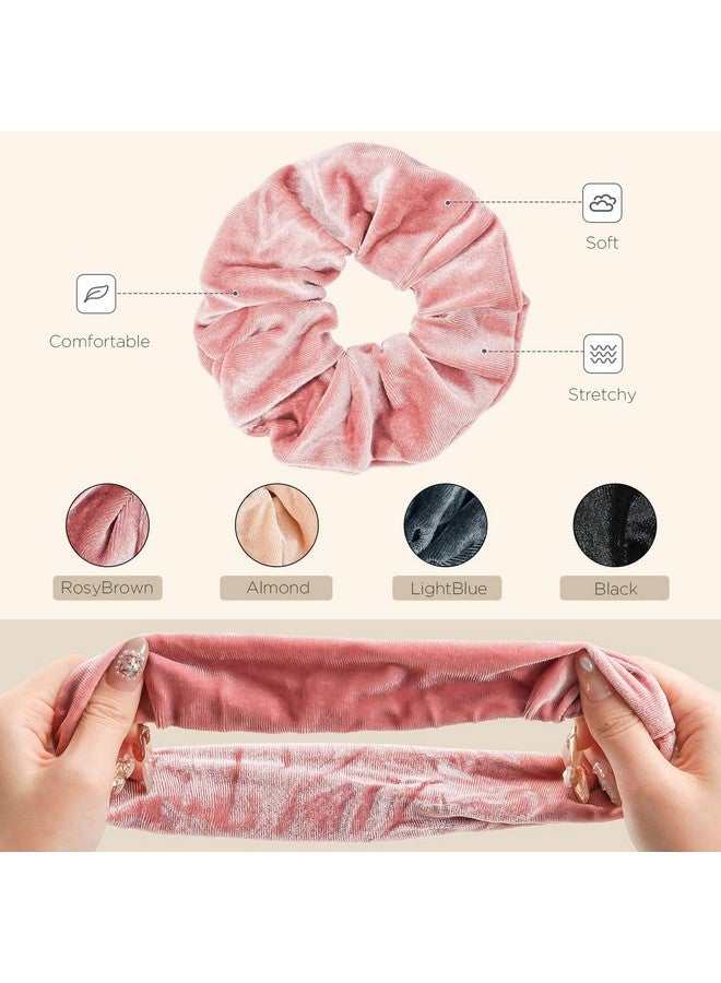 Lolalet Lolalet Large Soft Velvet Scrunchies for Hair, Elastic Hair Bands Scrunchy for Women Girls, Ponytail Holder Hair Accessories Teens for Thick Curly Hair -4 Pack, Style A  - Image 4