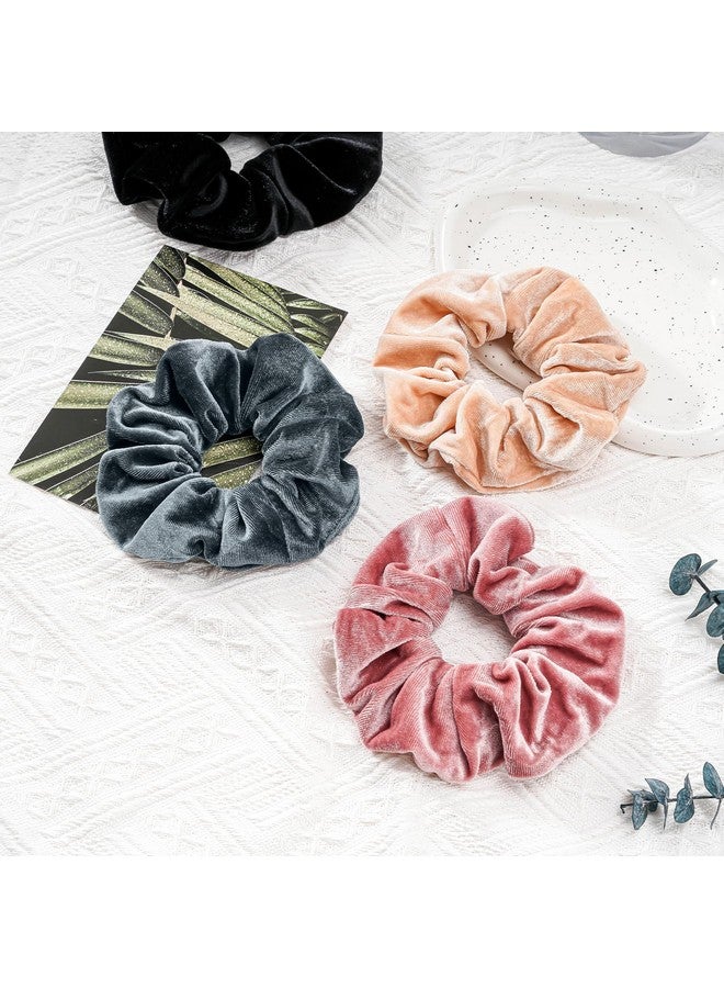 Lolalet Lolalet Large Soft Velvet Scrunchies for Hair, Elastic Hair Bands Scrunchy for Women Girls, Ponytail Holder Hair Accessories Teens for Thick Curly Hair -4 Pack, Style A  - Image 5
