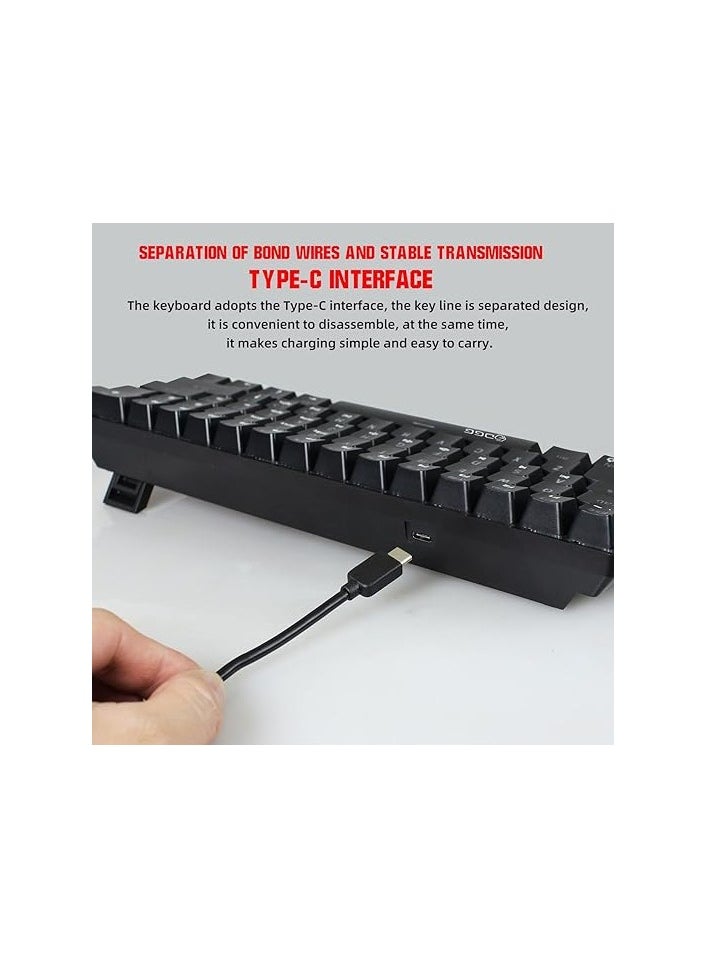 HXSJ - HXSJ New 61keys wired luminous mechanical keyboard set RGB hole mouse office game keybaord - Image 1