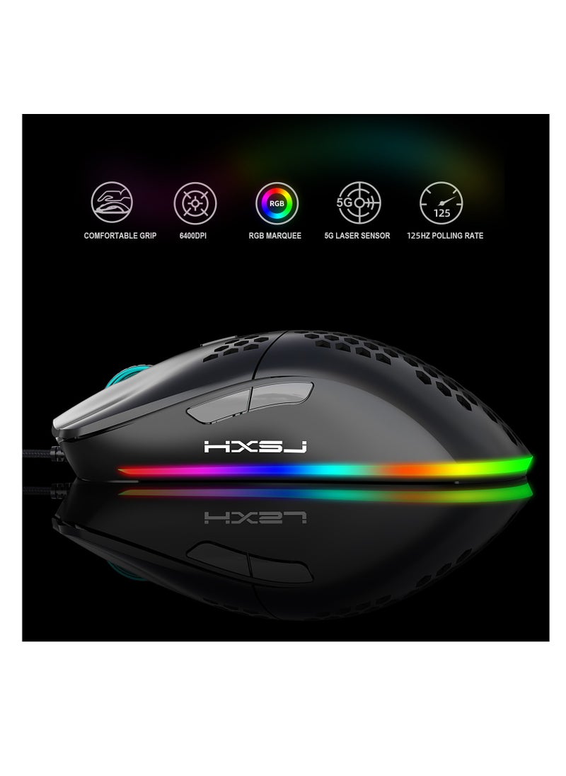 HXSJ - HXSJ New 61keys wired luminous mechanical keyboard set RGB hole mouse office game keybaord - Image 1