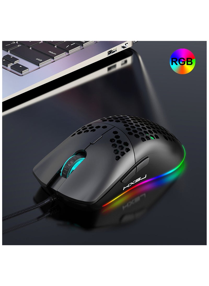 HXSJ - HXSJ New 61keys wired luminous mechanical keyboard set RGB hole mouse office game keybaord - Image 1