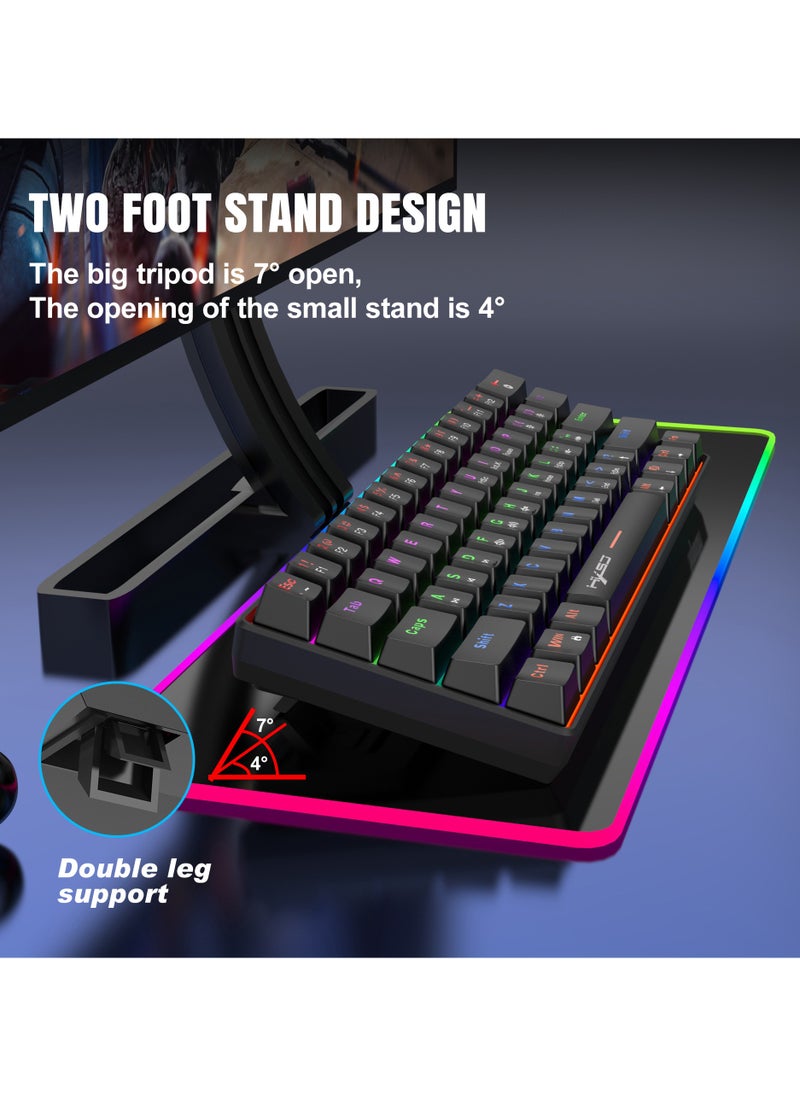 HXSJ - HXSJ New 61keys wired luminous mechanical keyboard set RGB hole mouse office game keybaord - Image 1