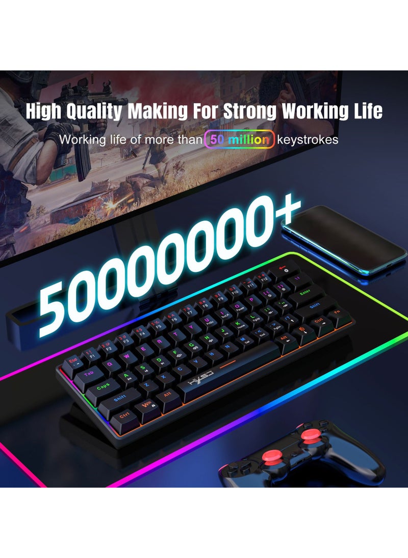 HXSJ - HXSJ New 61keys wired luminous mechanical keyboard set RGB hole mouse office game keybaord - Image 1