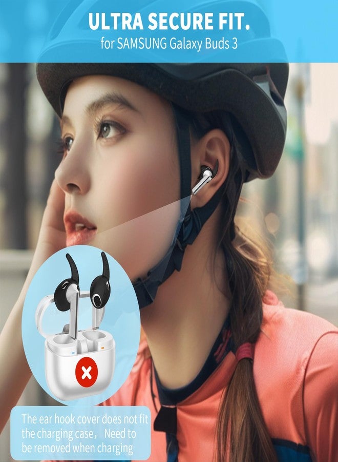 TUDIOW Ear Hook Covers for Samsung Galaxy Buds 3, Non-Slip Sports Earbuds Silicone Wingtip Anti-Scratch Galaxy Buds 3 Black 5 Pairs - Image 2