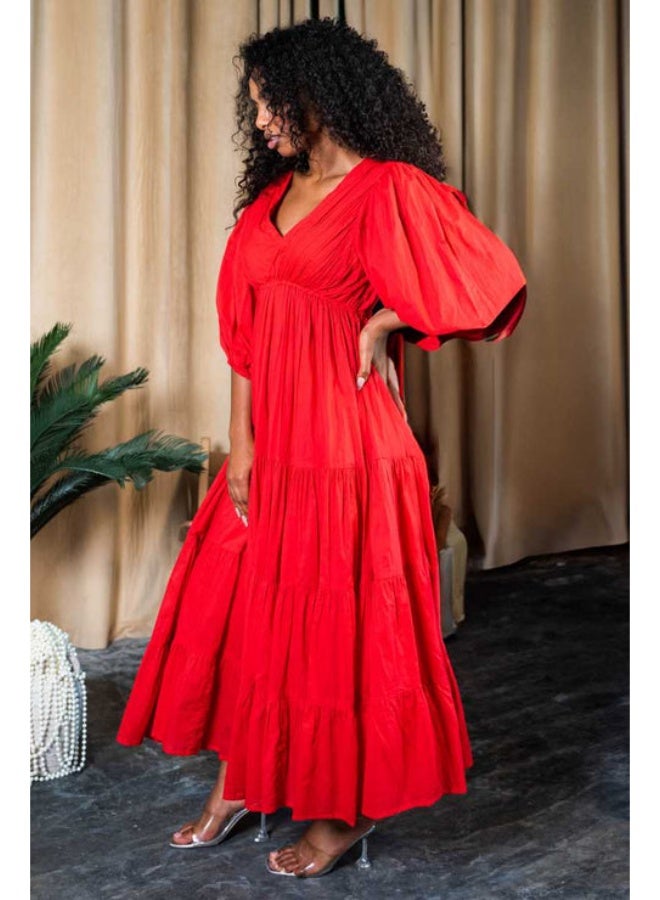 SJON Sunset Reverie Puff-Sleeve Maxi Dress - Image 3