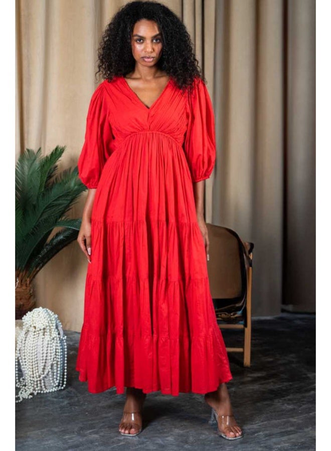 SJON Sunset Reverie Puff-Sleeve Maxi Dress - Image 1