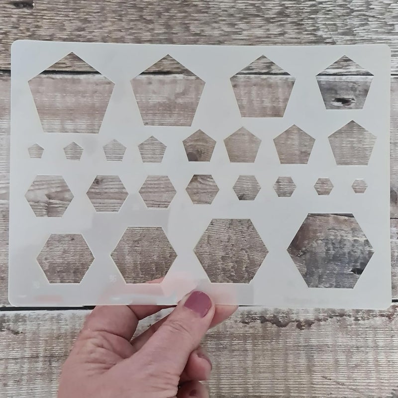 CLITHS Geometric Shape Stencils Set Reusable Plastic Template for Jewellery Making Drawing DIY Art School Projects - Image 1