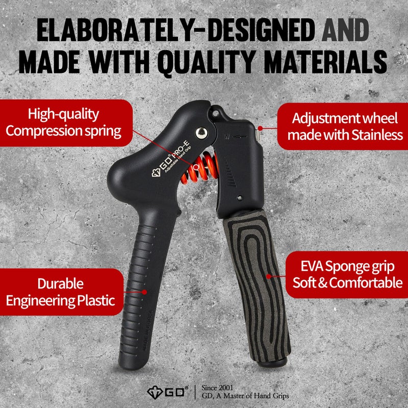 جي دي جهاز تقوية قبضة اليد GD GRIP Pro-E (مقاومة: من 17 إلى 79 رطلاً) - جهاز تقوية قبضة اليد - جهاز تقوية قبضة اليد قابل للتعديل - جهاز تقوية المعصم - تمرين اليد - Image 5