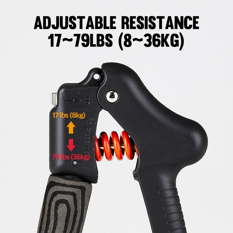 جي دي جهاز تقوية قبضة اليد GD GRIP Pro-E (مقاومة: من 17 إلى 79 رطلاً) - جهاز تقوية قبضة اليد - جهاز تقوية قبضة اليد قابل للتعديل - جهاز تقوية المعصم - تمرين اليد - Image 4