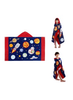 Excefore Toddler Beach Towel Kids Hooded Colorful Beach Towel 100% Cotton Beach Towels for Boy Girl Shower Beach Pool Child Cover ups 50"x30" Large Towel Wrap Universe Pattern  - Image 1