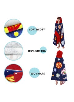 Excefore Toddler Beach Towel Kids Hooded Colorful Beach Towel 100% Cotton Beach Towels for Boy Girl Shower Beach Pool Child Cover ups 50"x30" Large Towel Wrap Universe Pattern  - Image 3