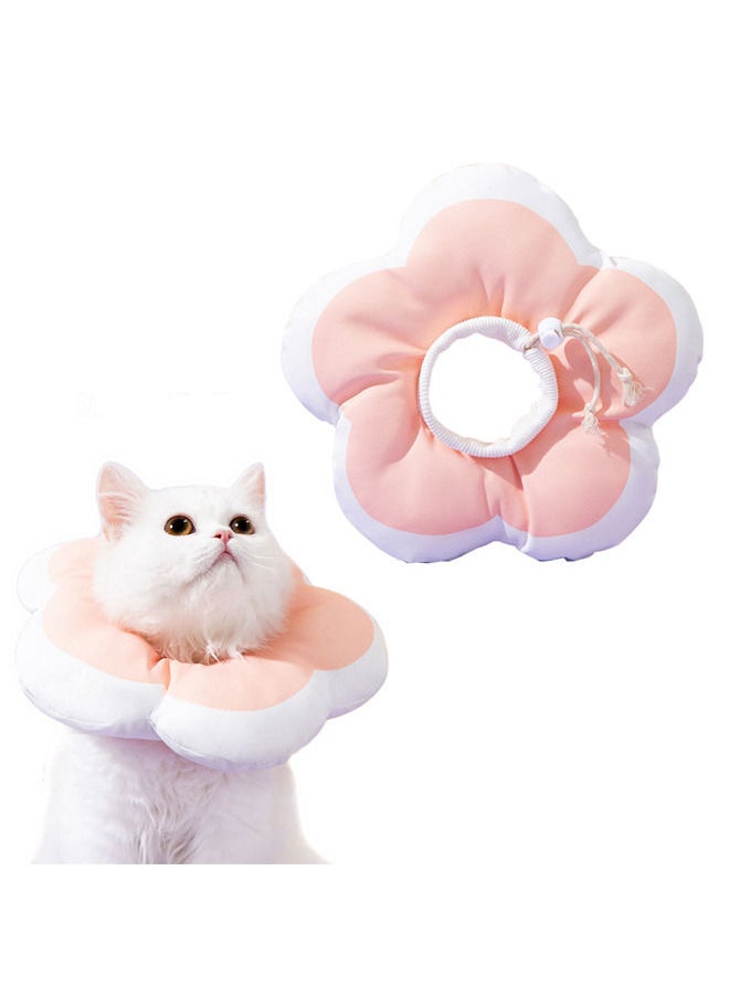 Neostyle Adjustable Cat Cone Recovery Collar,Elizabeth Collar,Soft Dog Cone for Cats and Dogs after Surgery(pink flower waterproof)  - Image 1