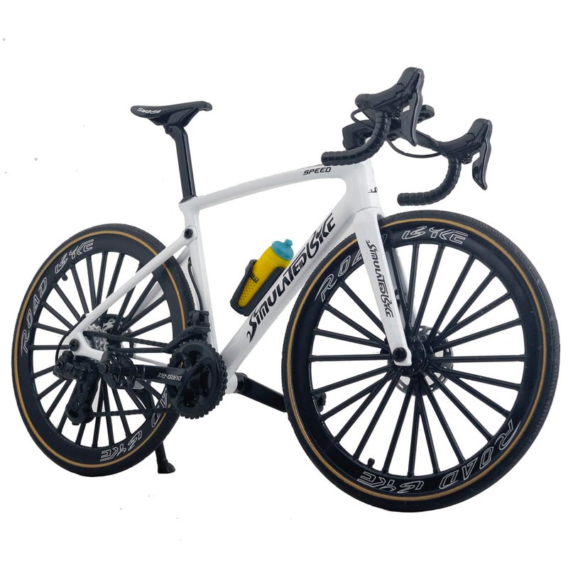 Kuasting 18 Scale Alloy Bicycle Model Road Bike Toy Cake Topper Desktop Decoration Crafts for Cycling Lovers Bike Racers Athletes Children White - Image 3