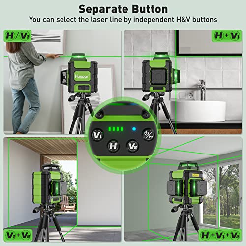 Huepar Laser Level 360 Self Leveling, Rechargeable Green Laser 3x360° Cross Line Lazer Leveler 3D Level Laser Tool for Construction and Picture Hanging, Strong Magnetic Bracket&Hard Carry Case -HM03CG - Image 3