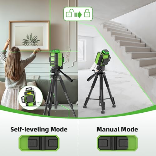 Huepar Laser Level 360 Self Leveling, Rechargeable Green Laser 3x360° Cross Line Lazer Leveler 3D Level Laser Tool for Construction and Picture Hanging, Strong Magnetic Bracket&Hard Carry Case -HM03CG - Image 5