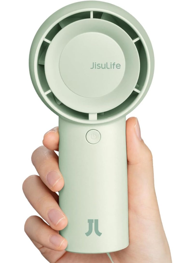 JISULIFE JISULIFE Handheld Turbo Fan 5 [16H Max Cooling Time] Mini Portable Hand, 4500mAh USB Rechargeable Personal, Battery Operated Small Pocket Fan with 5 Speeds for Travel/Outdoor/Home/Office - Green  - Image 1
