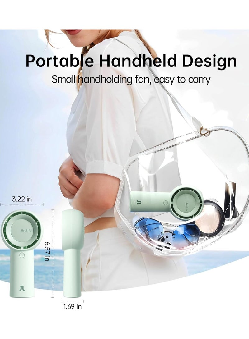 JISULIFE JISULIFE Handheld Turbo Fan 5 [16H Max Cooling Time] Mini Portable Hand, 4500mAh USB Rechargeable Personal, Battery Operated Small Pocket Fan with 5 Speeds for Travel/Outdoor/Home/Office - Green  - Image 2