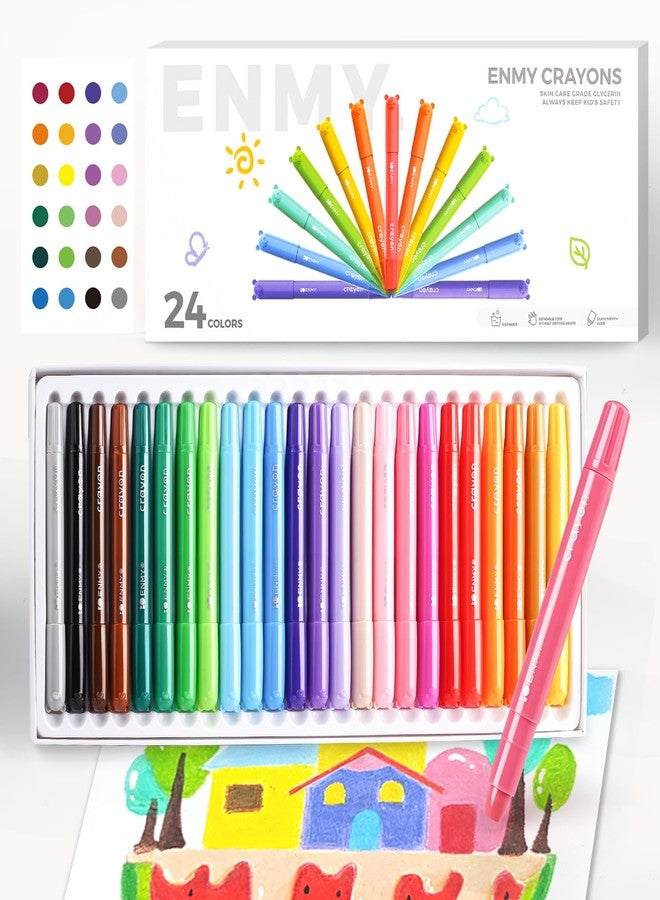 العدو مجموعة أقلام تلوين جل من إنمي، ٢٤ لونًا، قابلة لللف وغير سامة، أقلام تلوين جامبو قابلة للغسل، ذات ملمس ناعم للأطفال، سهلة التنظيف، مثالية للتلوين، مشاريع الحرف اليدوية، لوازم فنية وهدايا - Image 1