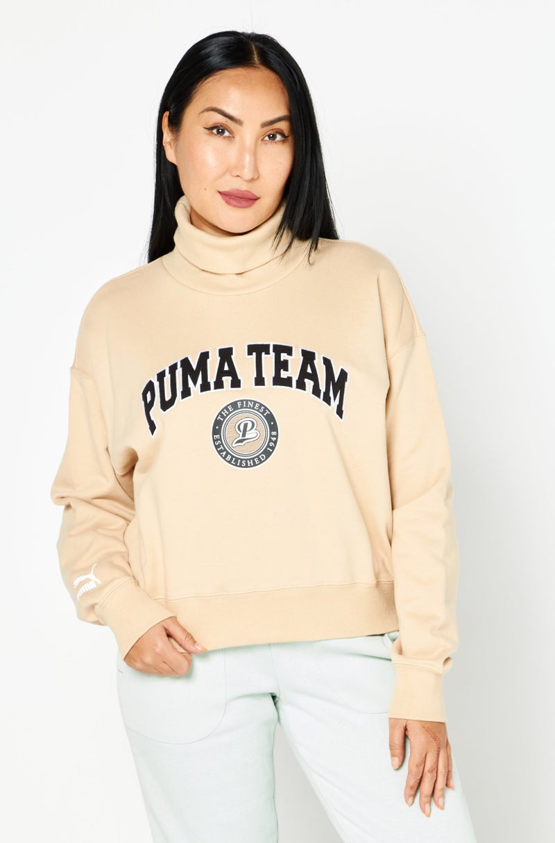 PUMA ملابس رياضية نسائية ملائمة مزخرفة للهواء الطلق، بيج داكن - Image 1