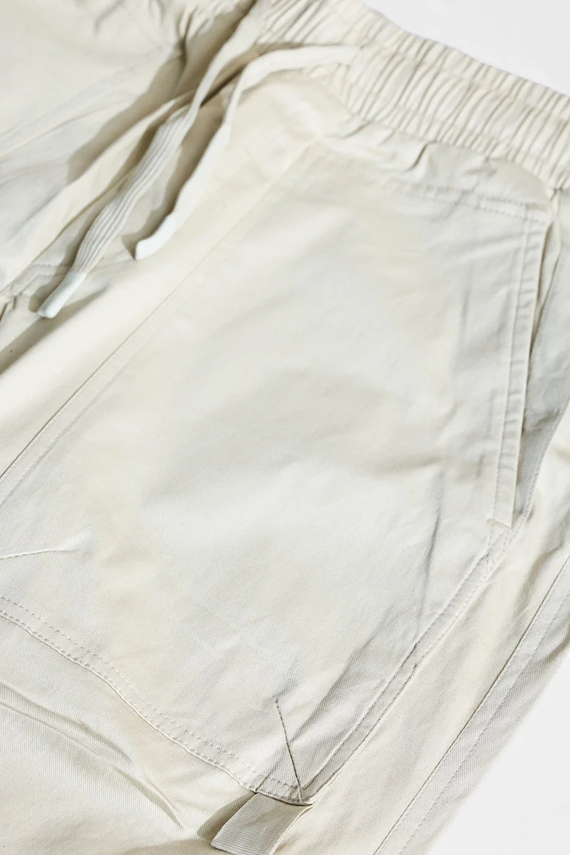 سنيتش Beige Solid Loose Fit Streetwear Cargo