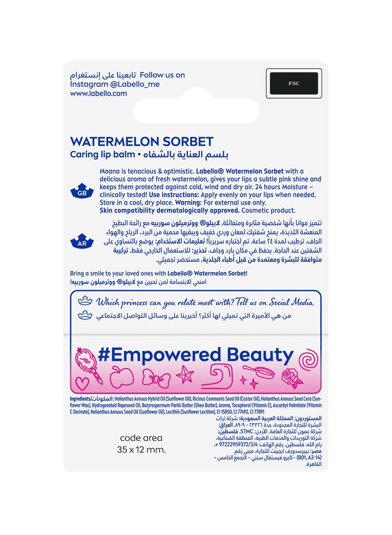 Nivea Labello Disney Princess Moana Lip Balm Watermelon Sorbet Flavor 4.8g - Image 3