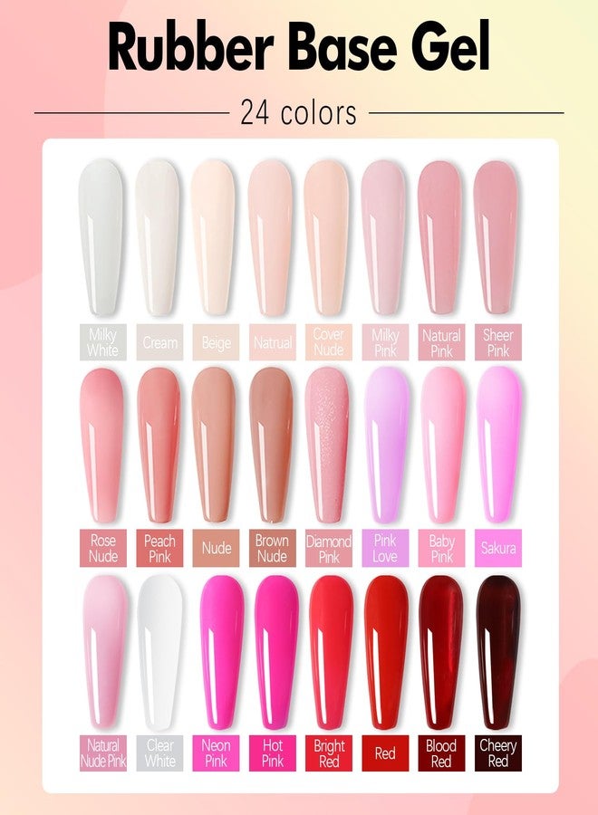 FZANEST Rubber Base Builder Nail Gel 24 Colors*15ml Salon Product Soft Structure Gel For Nails Enhance Extension Jelly Natural Nude Pink Base Color Overlay UV LED Soak Off - Image 2