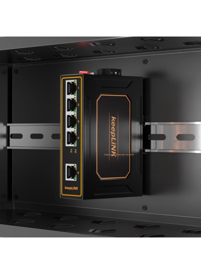 Keeplink Kp-9000 Industrial Switch, Gigabit, 5-port, Rail-mounted - Image 2