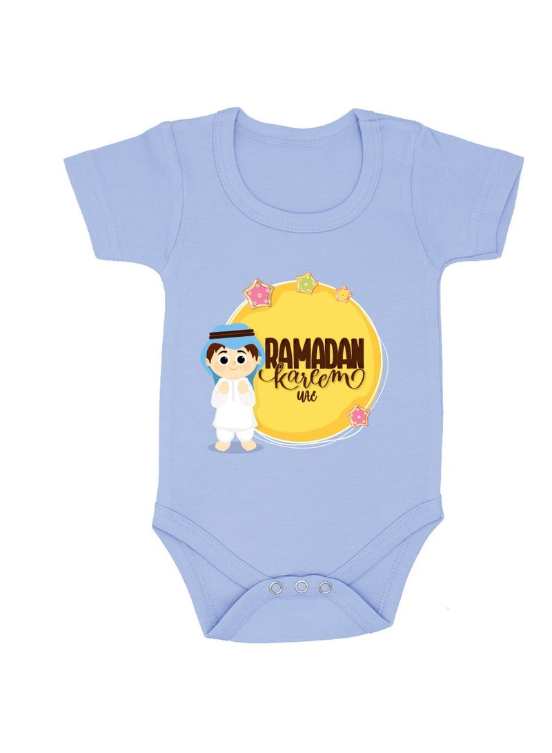 PRINTSHOP4ME My First Ramadan UAE Printed Outfit - Romper for Newborn Babies - Short Sleeve Cotton Baby Romper for Baby Boys - Celebrate Baby's First Ramadan in Style  - Image 1