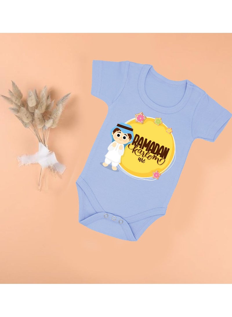 PRINTSHOP4ME My First Ramadan UAE Printed Outfit - Romper for Newborn Babies - Short Sleeve Cotton Baby Romper for Baby Boys - Celebrate Baby's First Ramadan in Style  - Image 2