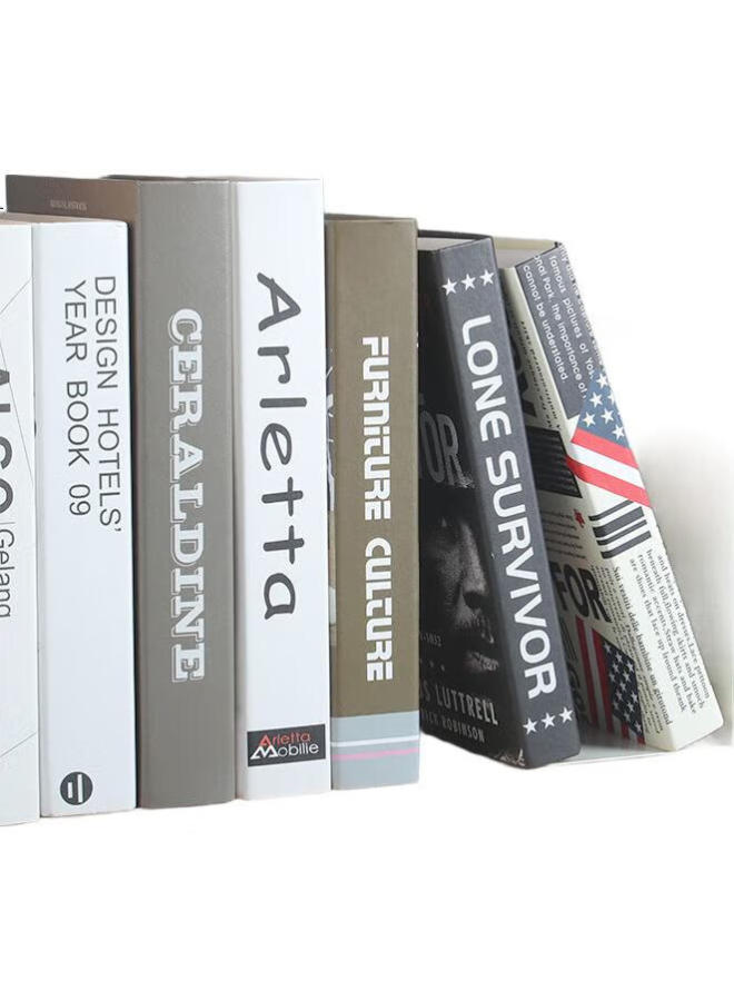 Tango [Back To School Essential] Tango L-Shaped Large Chinese-Style Printed Square Bookend, Simple Desktop Bookend Stand With Foot Pad, Table Book Holder Clip, 1 Pair (2 Pieces) - Image 2