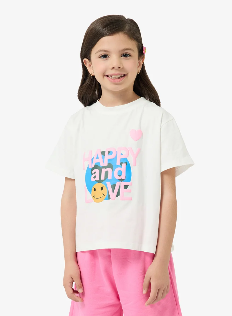 Pinata  Happy Printed Tshirt and Shorts Set for Women | Best Price UAE