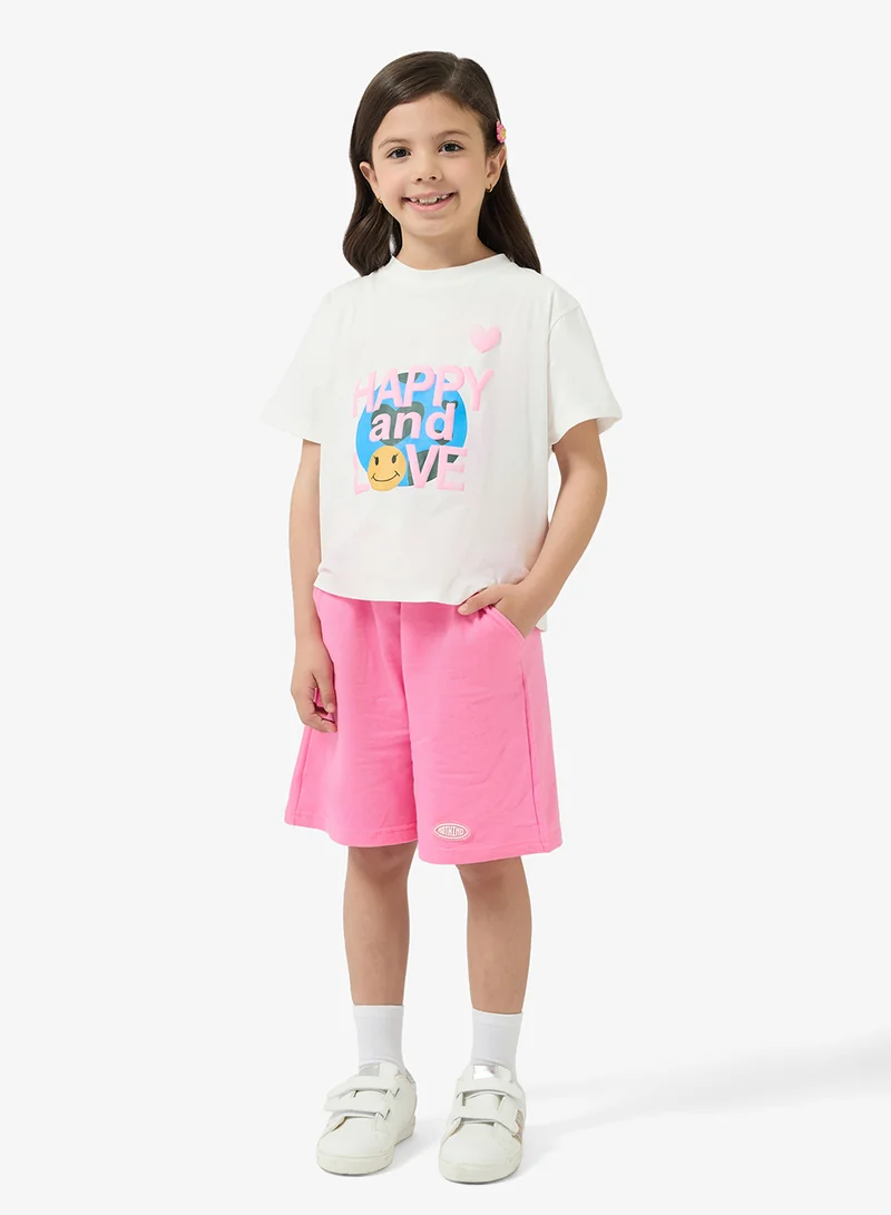 Pinata  Happy Printed Tshirt and Shorts Set for Women | Best Price UAE