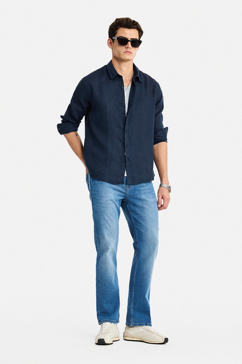 SNITCH Blue Solid Straight Fit Casual Jeans - Image 5