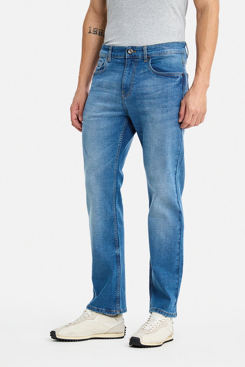 SNITCH Blue Solid Straight Fit Casual Jeans - Image 3